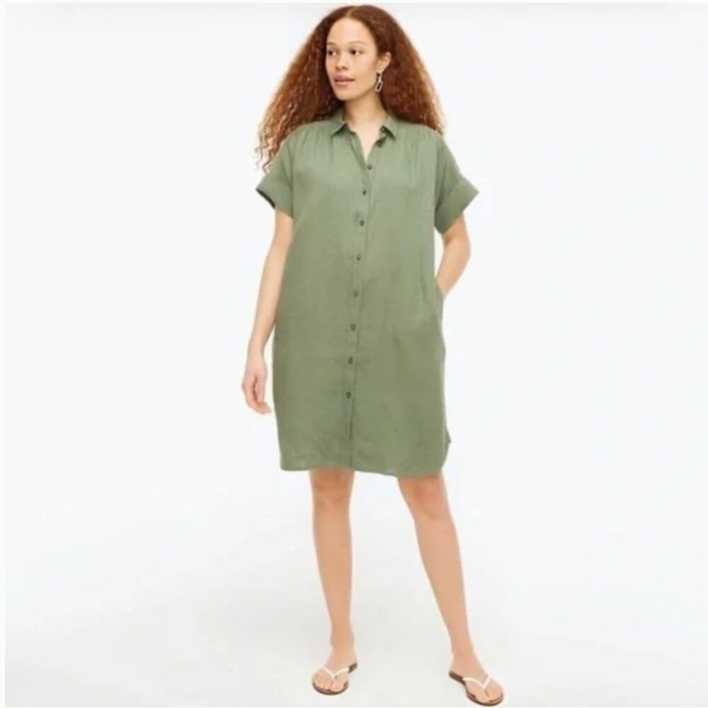 J. CREW Womens Relaxed-Fit Short Sleeve Baird McNutt Irish linen Shirtdress XS
